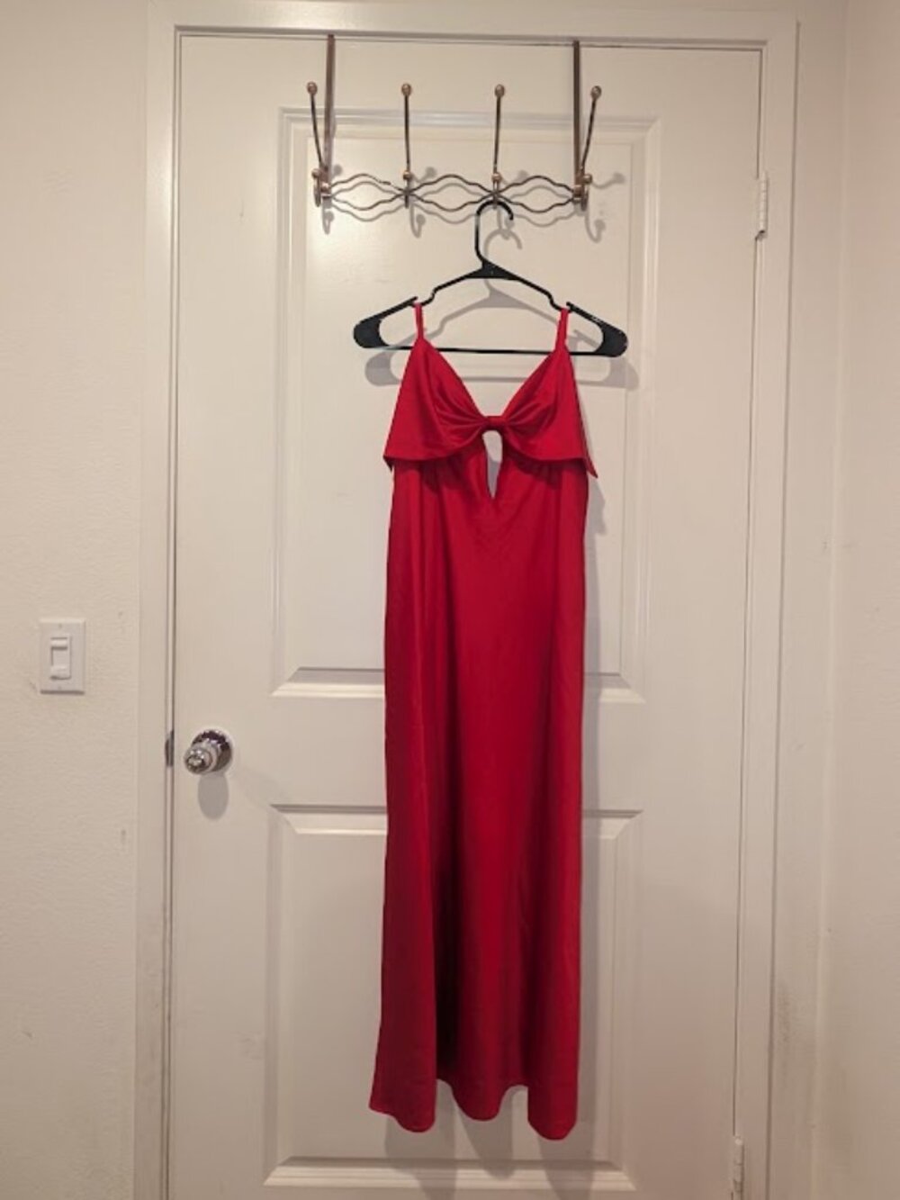 Women's Red Spaghetti Strap Night Slip Gown Lingerie